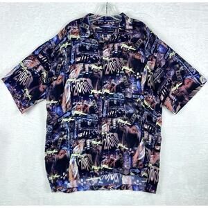 VTG Phat Farm Hawaiian Camp Shirt Mens L Pink Black 2000 City AOP Y2K Hip Hop